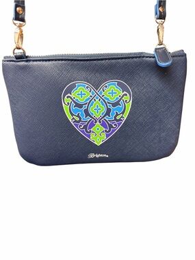 Brighton Navy Crossbody with Blue, Green & Purple Heart Motif